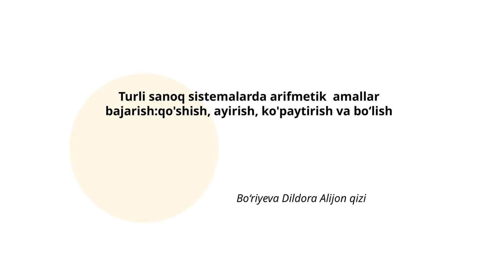 Turli sanoq sistemalarda arifmetik amallar bajarish 1