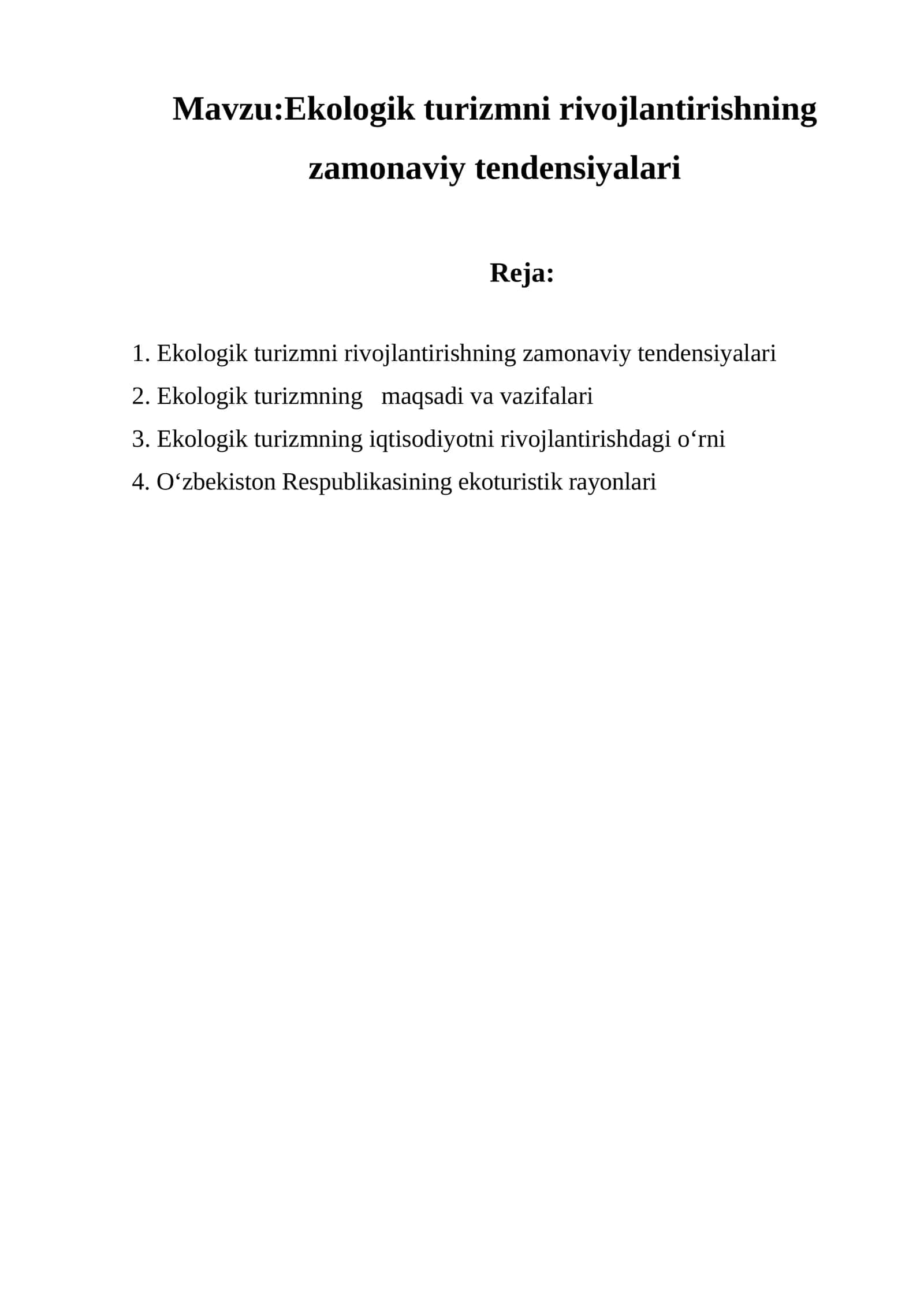 Ekologik turizmni rivojlantirishning zamonaviy tendensiyalari 1