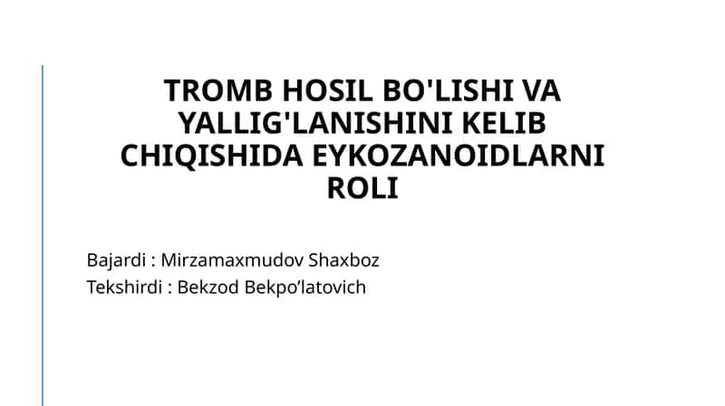 Eikozanoidlar va tromboz 1