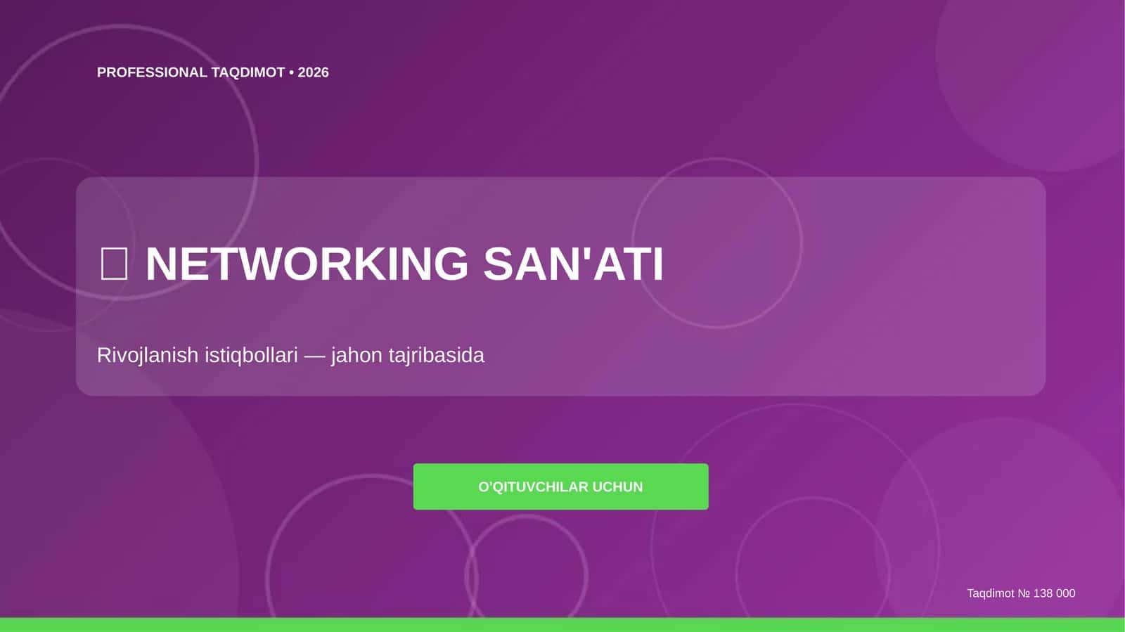 Networking san'ati: rivojlanish istiqbollari (jahon tajribasida) [o'qituvchilar uchun] 1