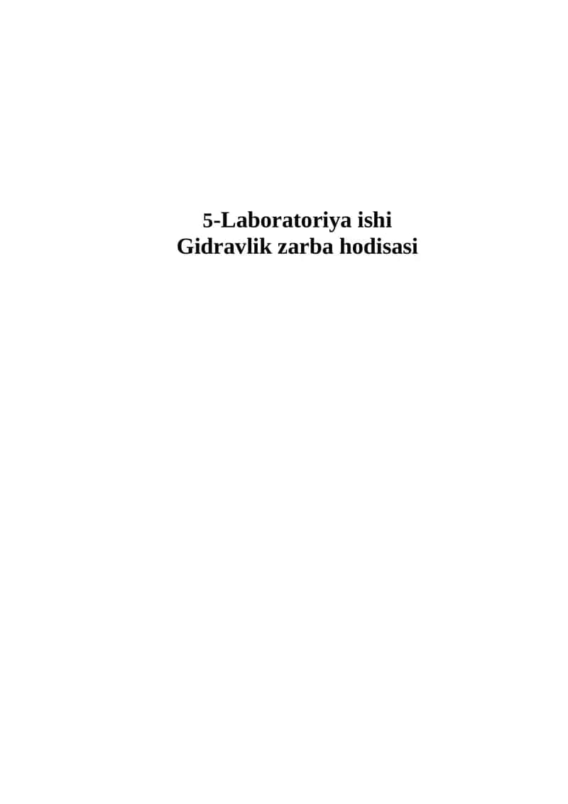 Gidravlik zarb hisobi 1