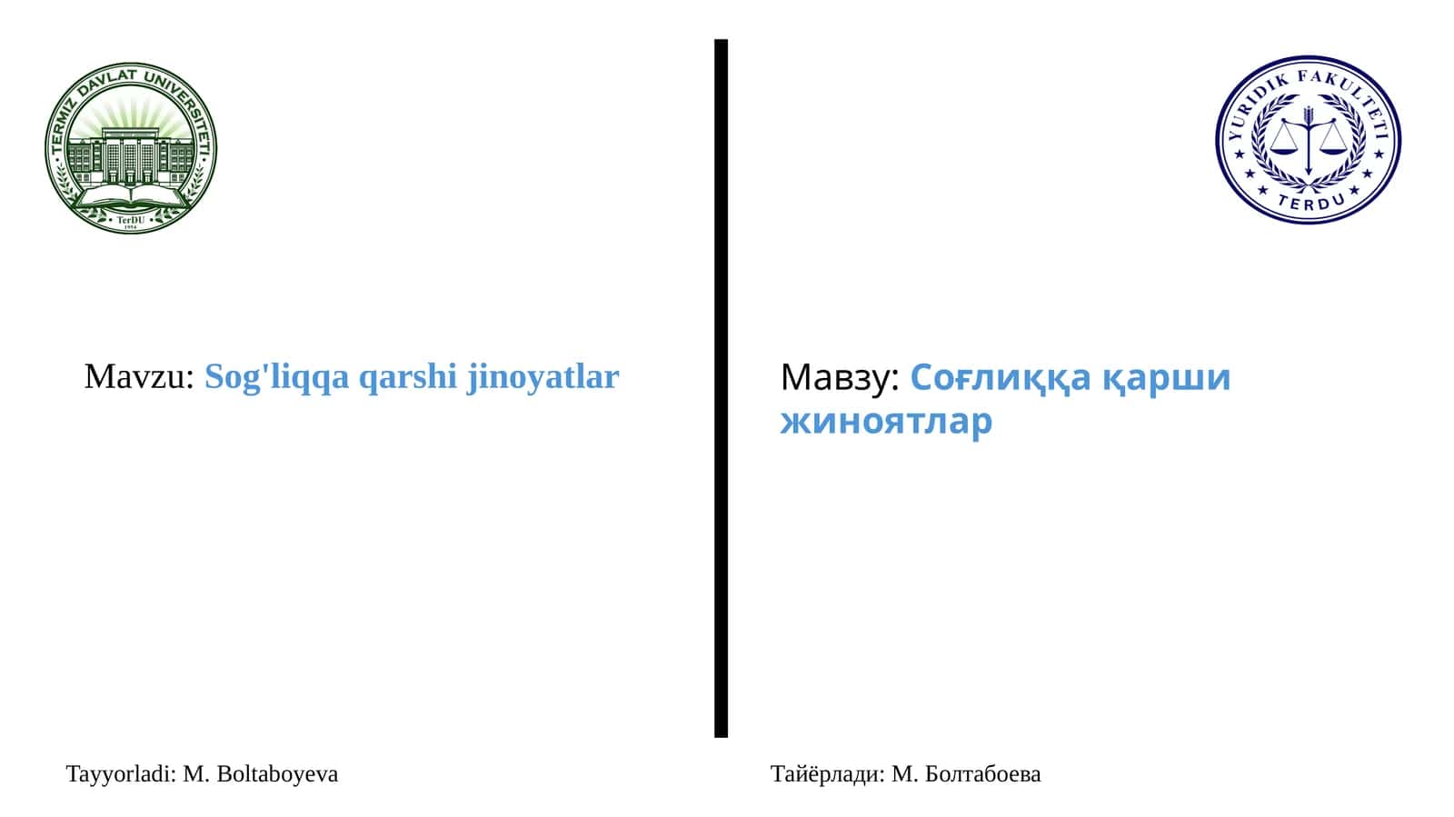 Соғлиққа қаршижиноятлар 1
