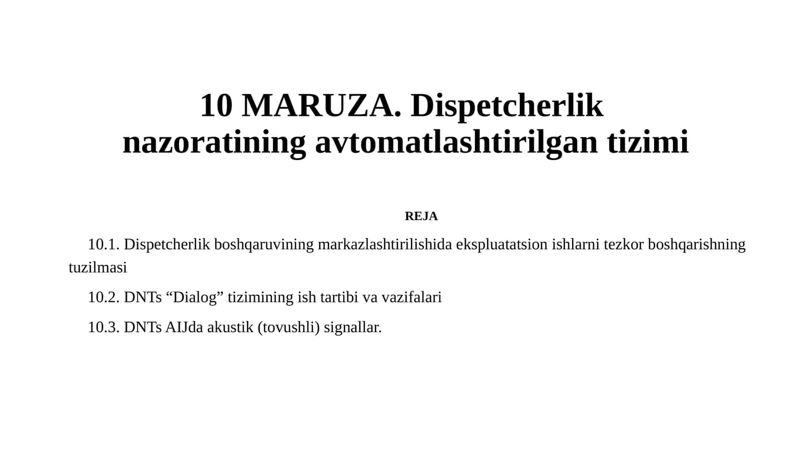 Dispetcherlik nazoratining avtomatlashtirilgan tizimi 1