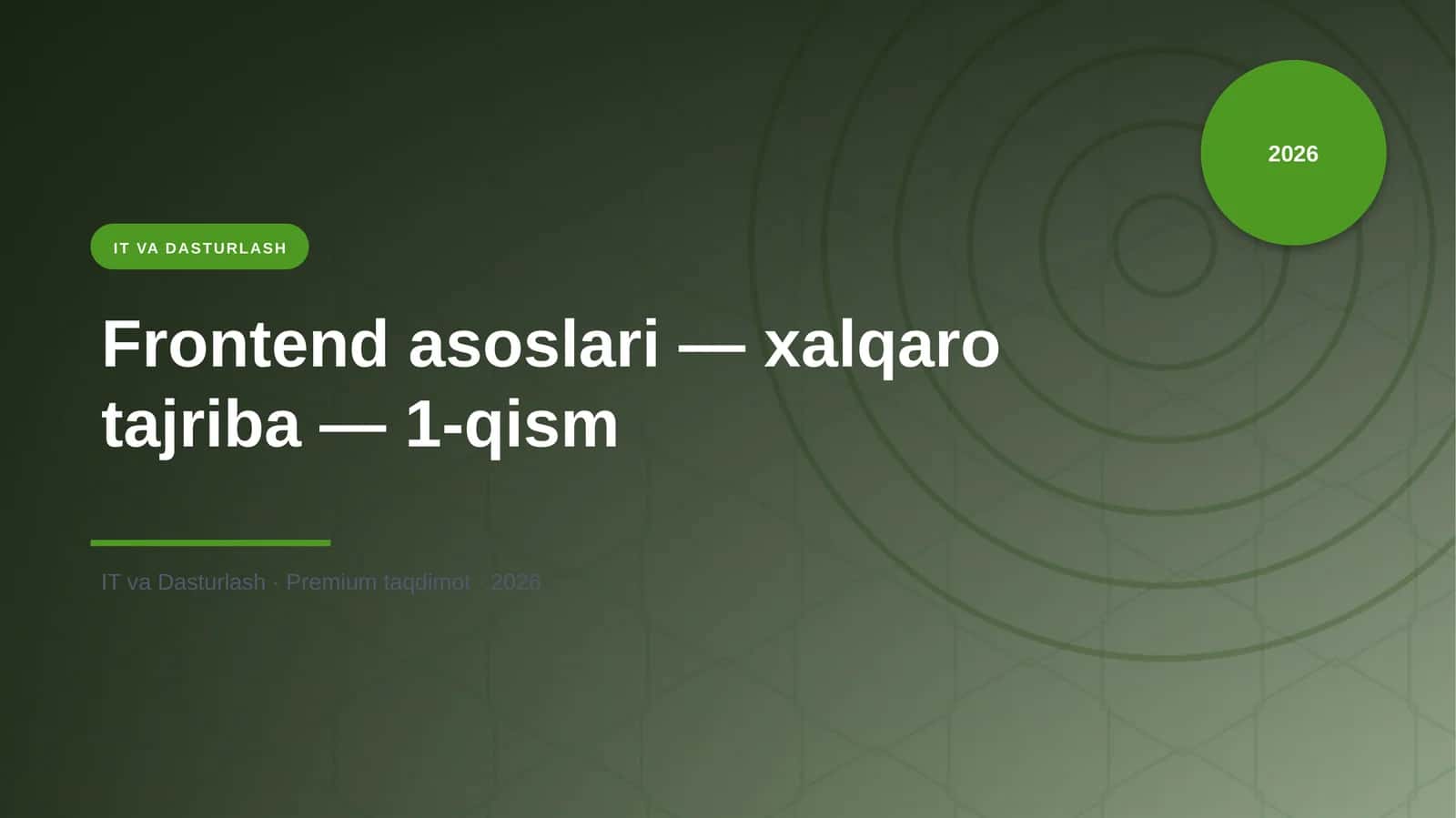 Frontend asoslari — xalqaro tajriba — 1-qism 1