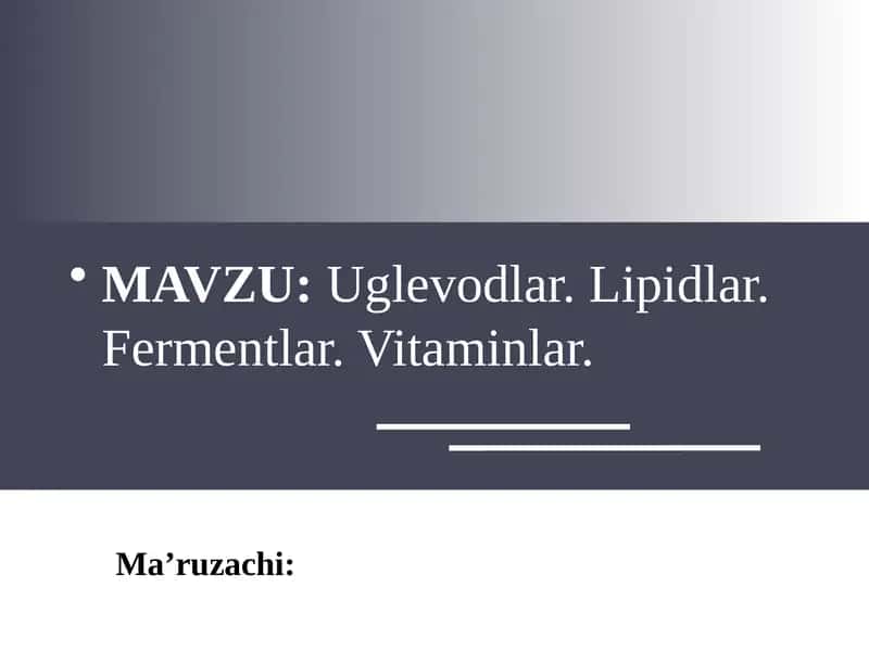 Uglevodlar 1