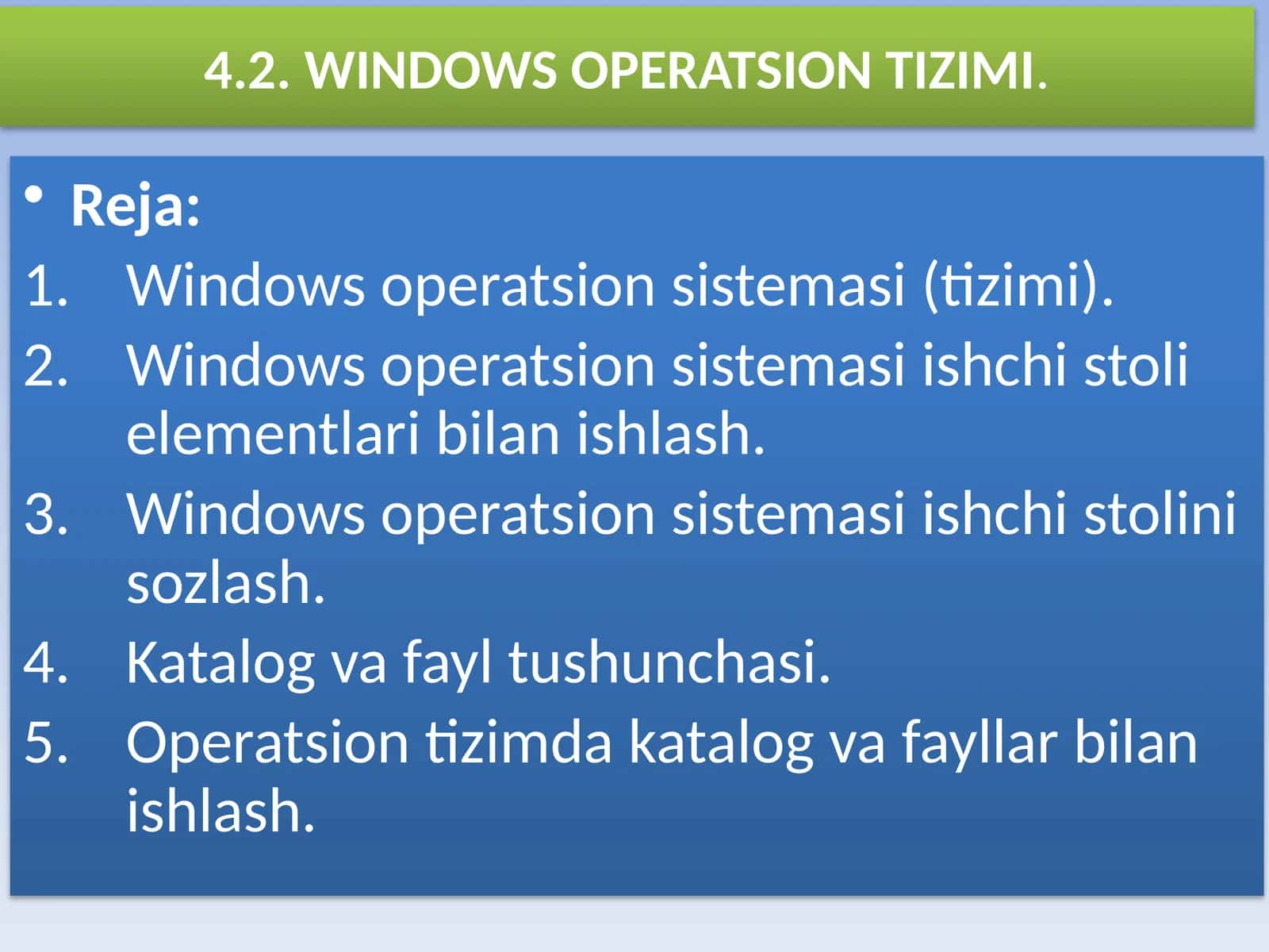 Windows operatsion sistemasi 1