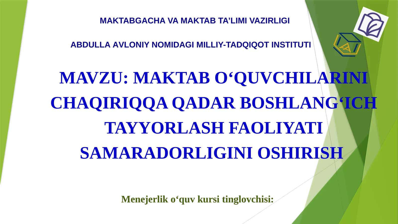 MAKTAB O‘QUVCHILARINI CHAQIRIQQA QADAR BOSHLANG‘ICH TAYYORLASH FAOLIYATI SAMARADORLIGINI OSHIRISH 1