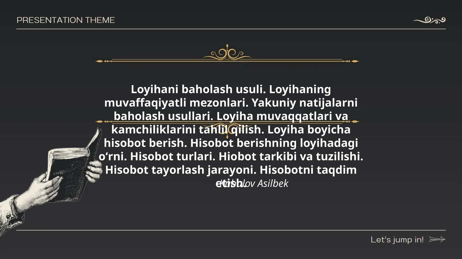 Loyihani Baholash Usuli 1
