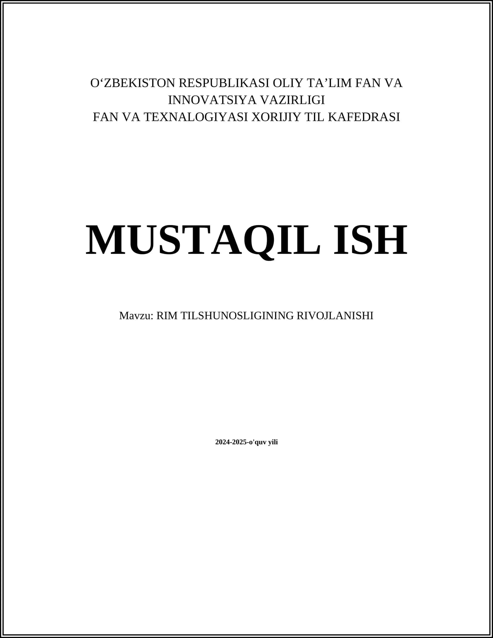 RIM TILSHUNOSLIGINING RIVOJLANISHI 1