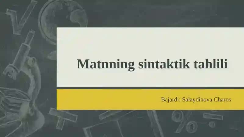 Matnning sintaktik tahlili