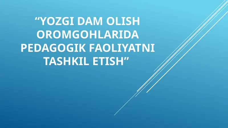 Yozgida Molish Oromgohlarida Pedagogik Faoliyatni Tashkilotish 1