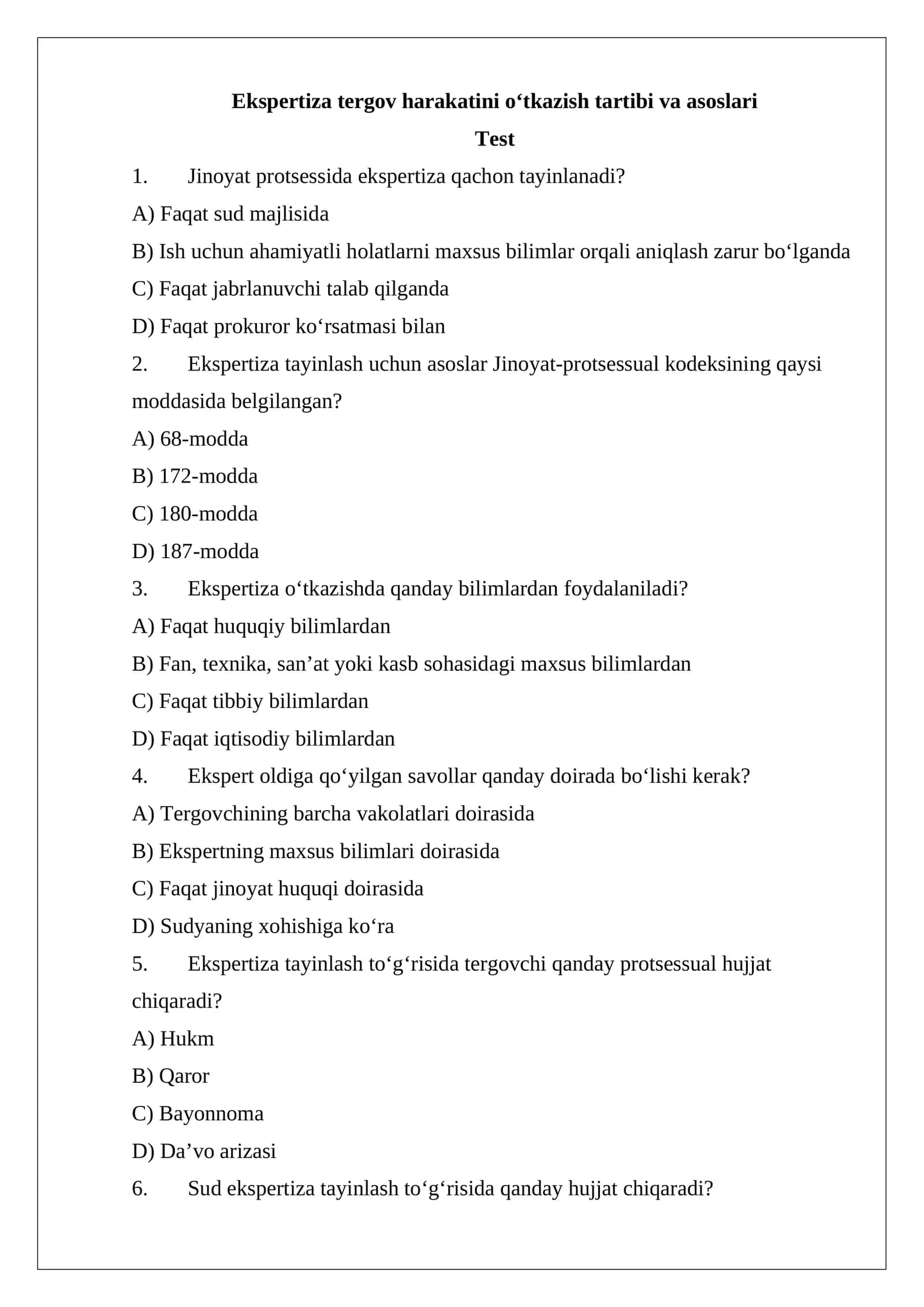Ekspertiza tergov harakatini o‘tkazish tartibi va asoslari 1