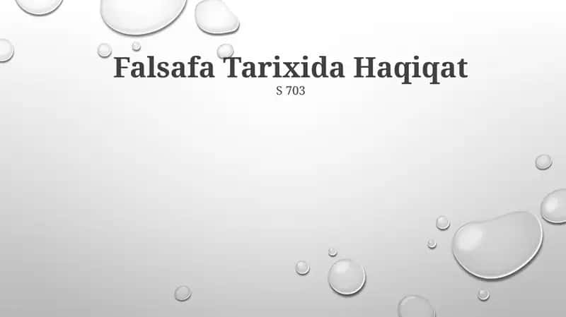 Falsafa Tarixida Haqiqat 1