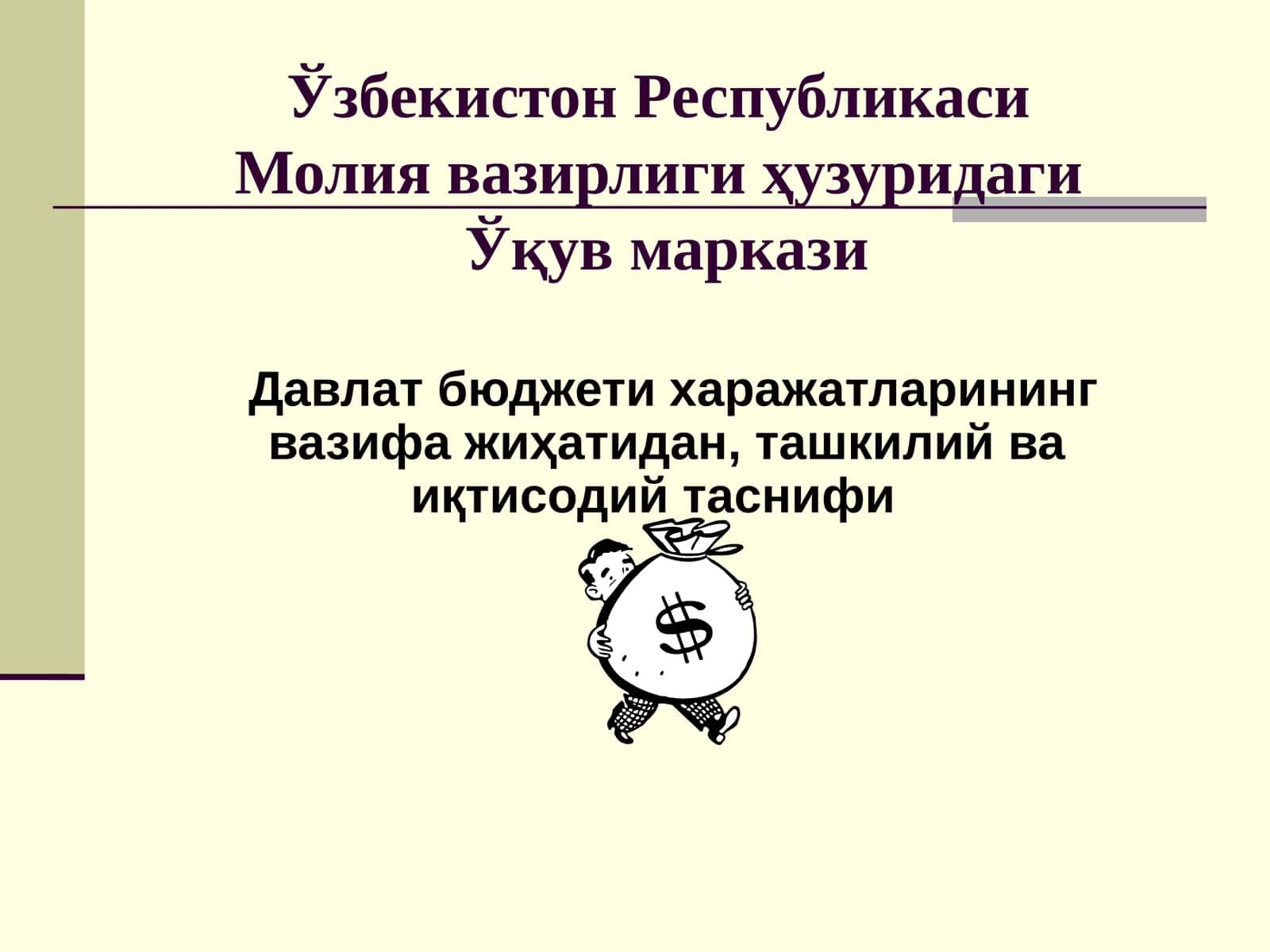 Давлат бюджети харажатларининг вазифа жиҳатидан, ташкилий ва иқтисодий таснифи 1