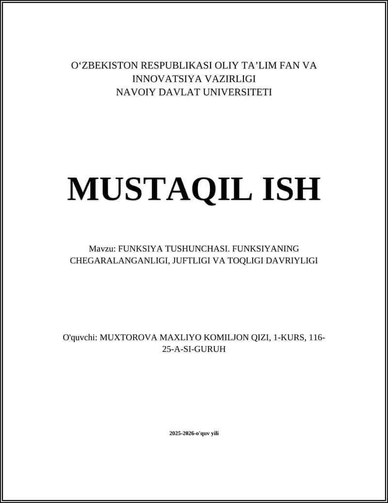 FUNKSIYA TUSHUNCHASI 1