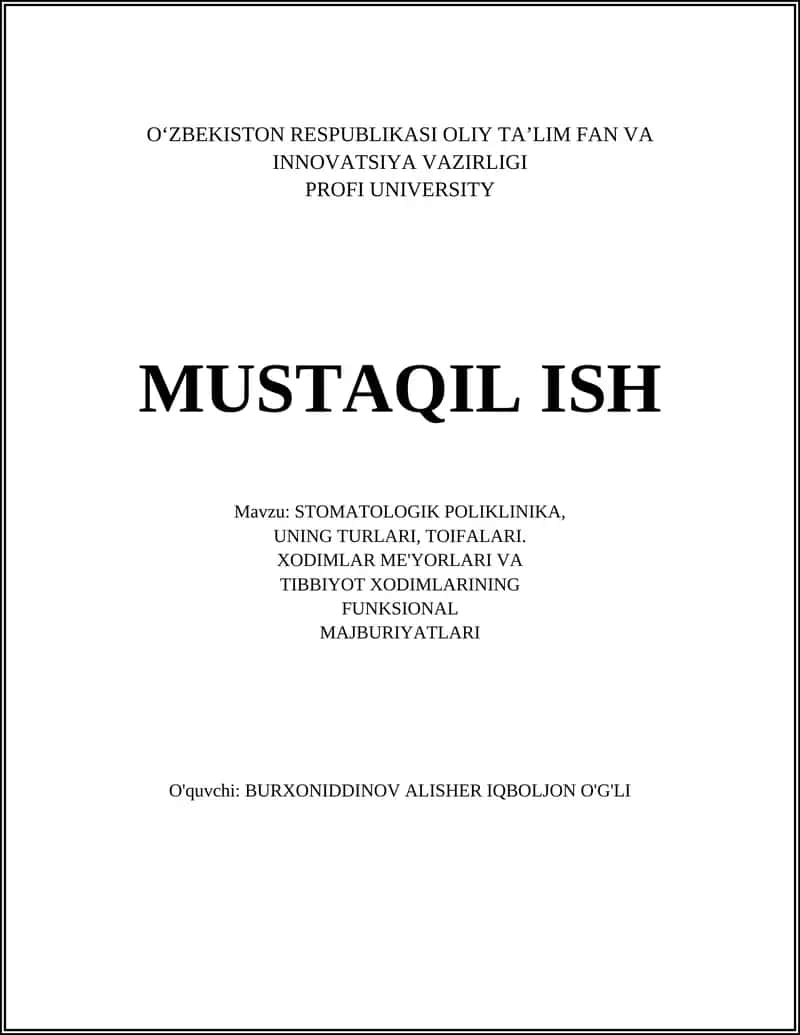 STOMATOLOGIK POLIKLINIKA 1
