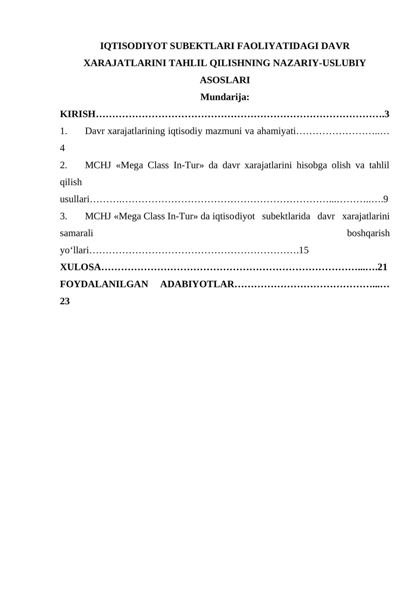 IQTISODIYOT SUBEKTLARI FAOLIYATIDAGI DAVR XARAJATLARINI TAHLIL QILISHNING NAZARIY-USLUBIY ASOSLARI 1