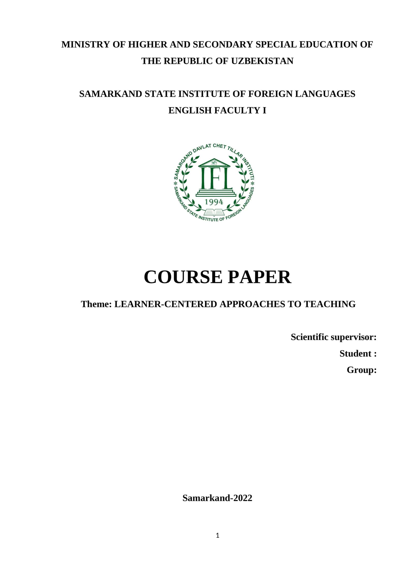 ENGLISH FACULTY I 1