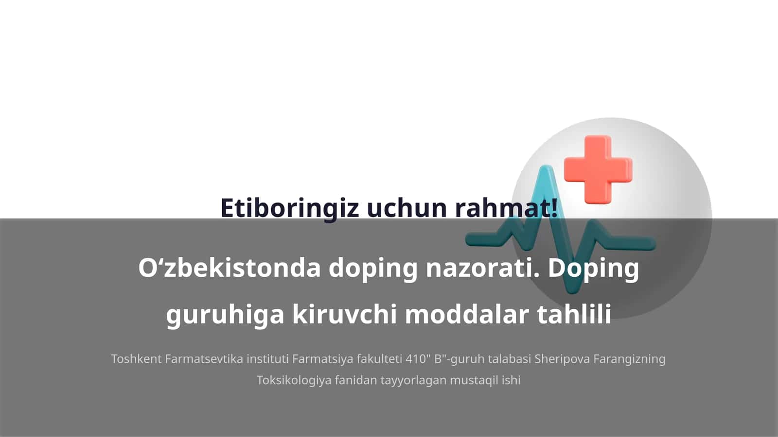 Toshkent Farmatsevtika instituti Farmatsiya fakulteti 410" B"-guruh talabasi Sheripova Farangizning Toksikologiya fanidan tayyorlagan mustaqil ishi 1