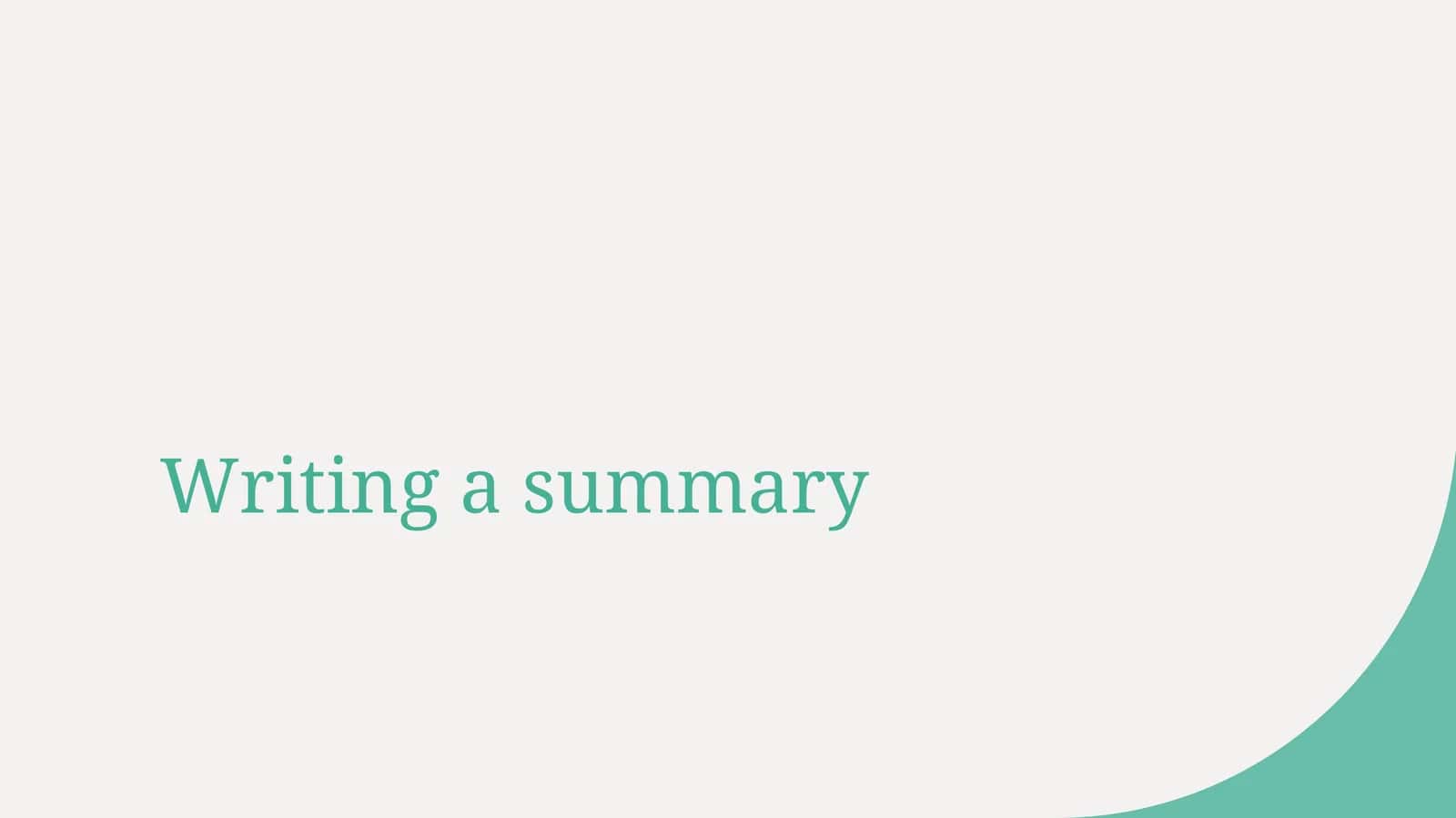 Writing a summary 1