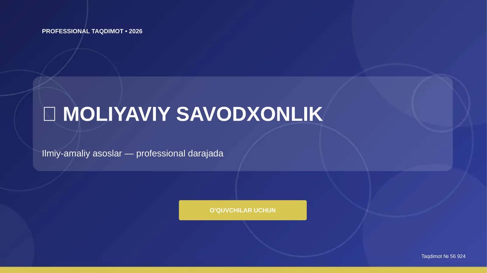 MOLIYAVIY SAVODXONLIK 1
