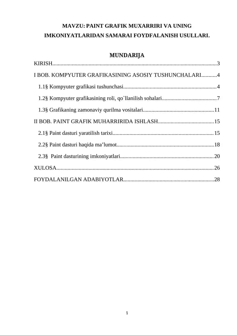 PAINT GRAFIK MUXARRIRI VA UNING IMKONIYATLARIDAN SAMARAI FOYDFALANISH USULLARI 1