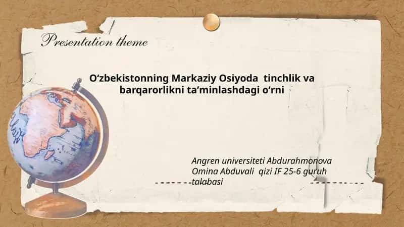 Oʻzbekistonning Markaziy Osiyoda mintaqaviy xavfsizlik siyosati 1