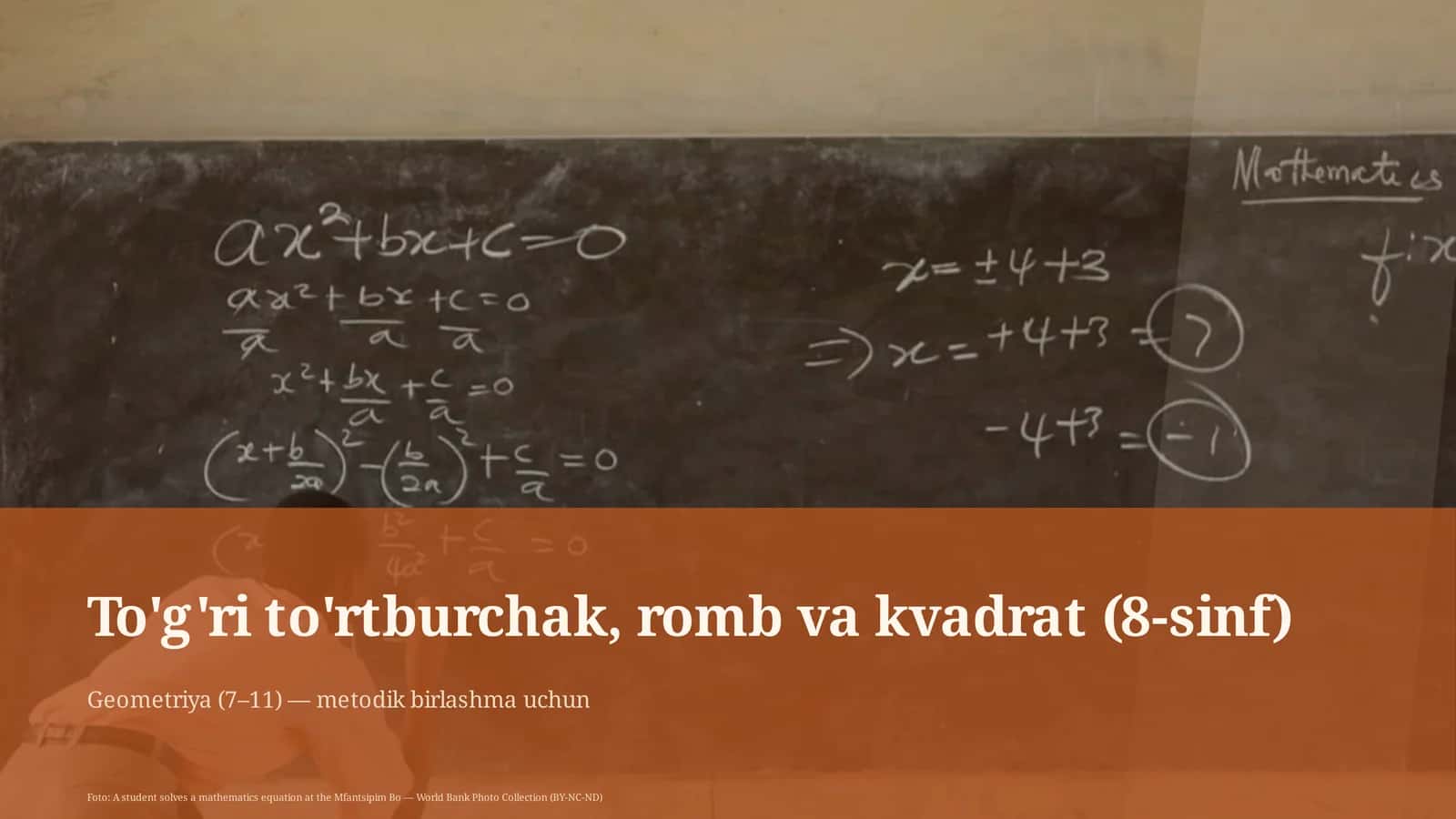 To'g'ri to'rtburchak, romb va kvadrat (8-sinf) 1