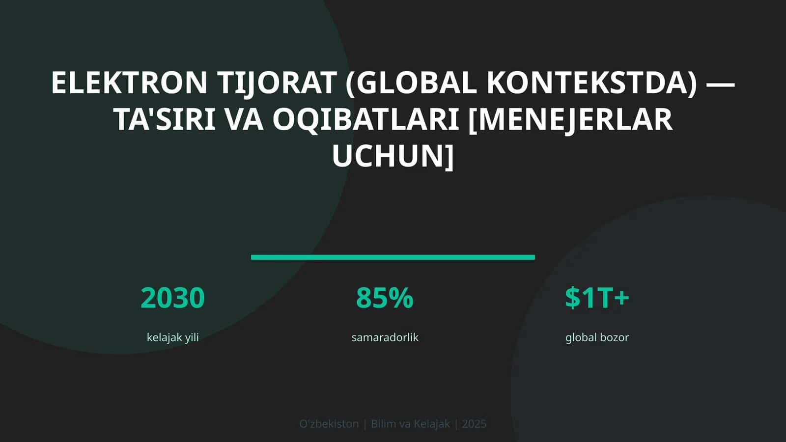 ELEKTRON TIJORAT (GLOBAL KONTEKSTDA) — TA'SIRI VA OQIBATLARI [MENEJERLAR UCHUN] 1