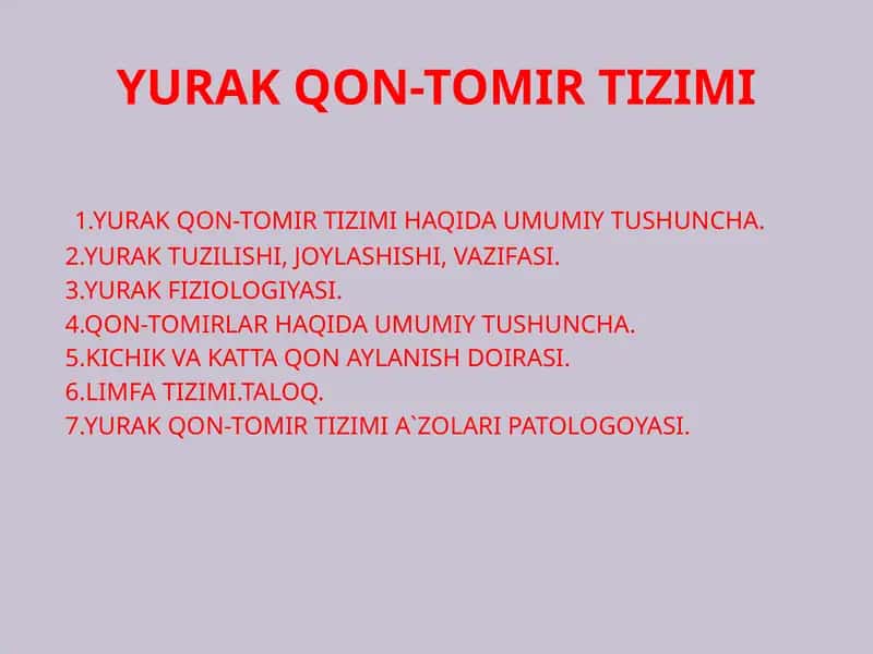 YURAK QON-TOMIR TIZIMI 1