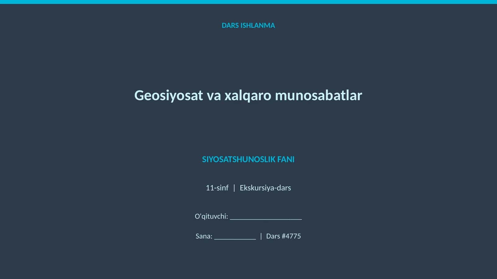 Geosiyosat va xalqaro munosabatlar 1
