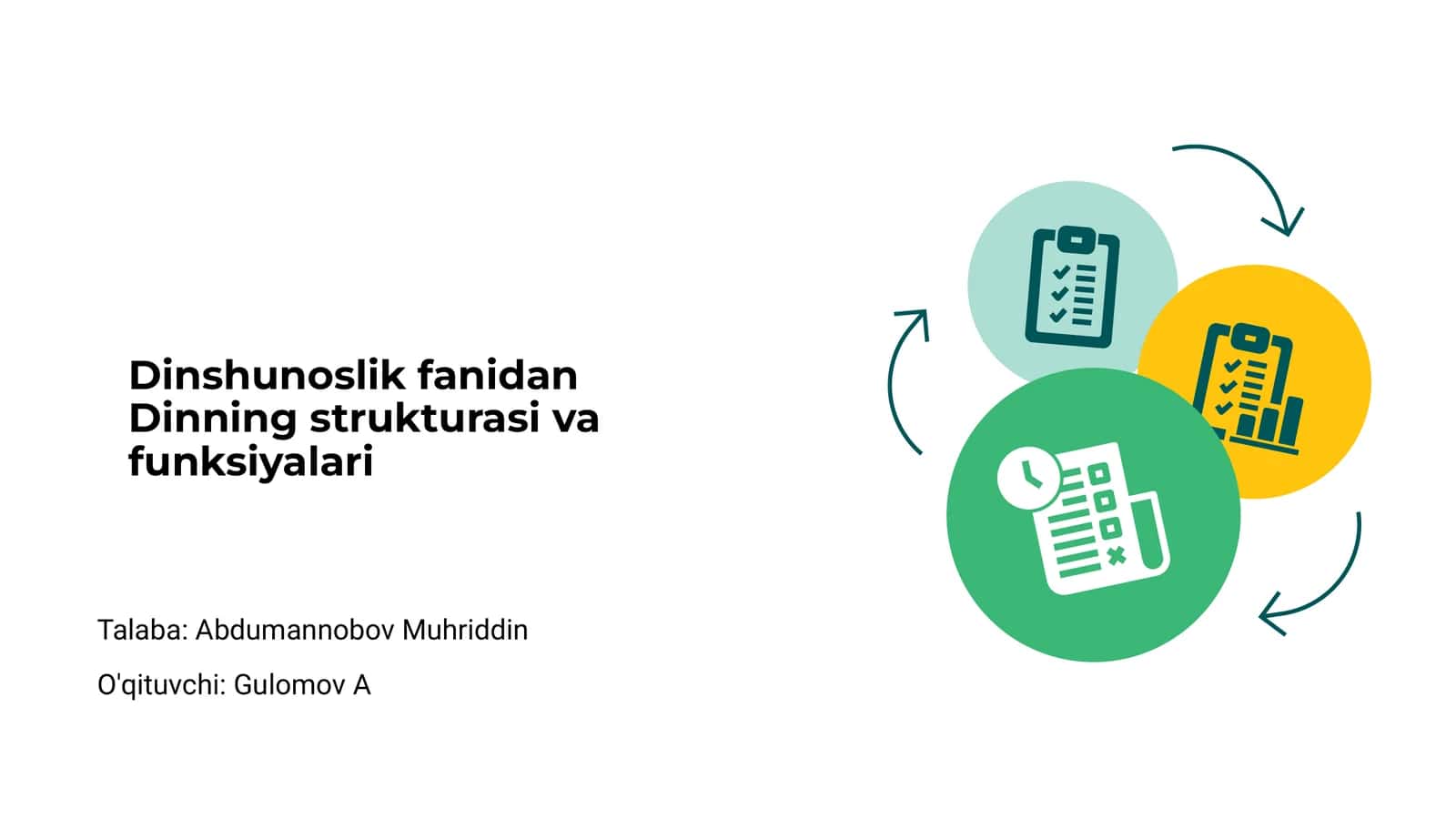 Dinshunoslik fanidan 1