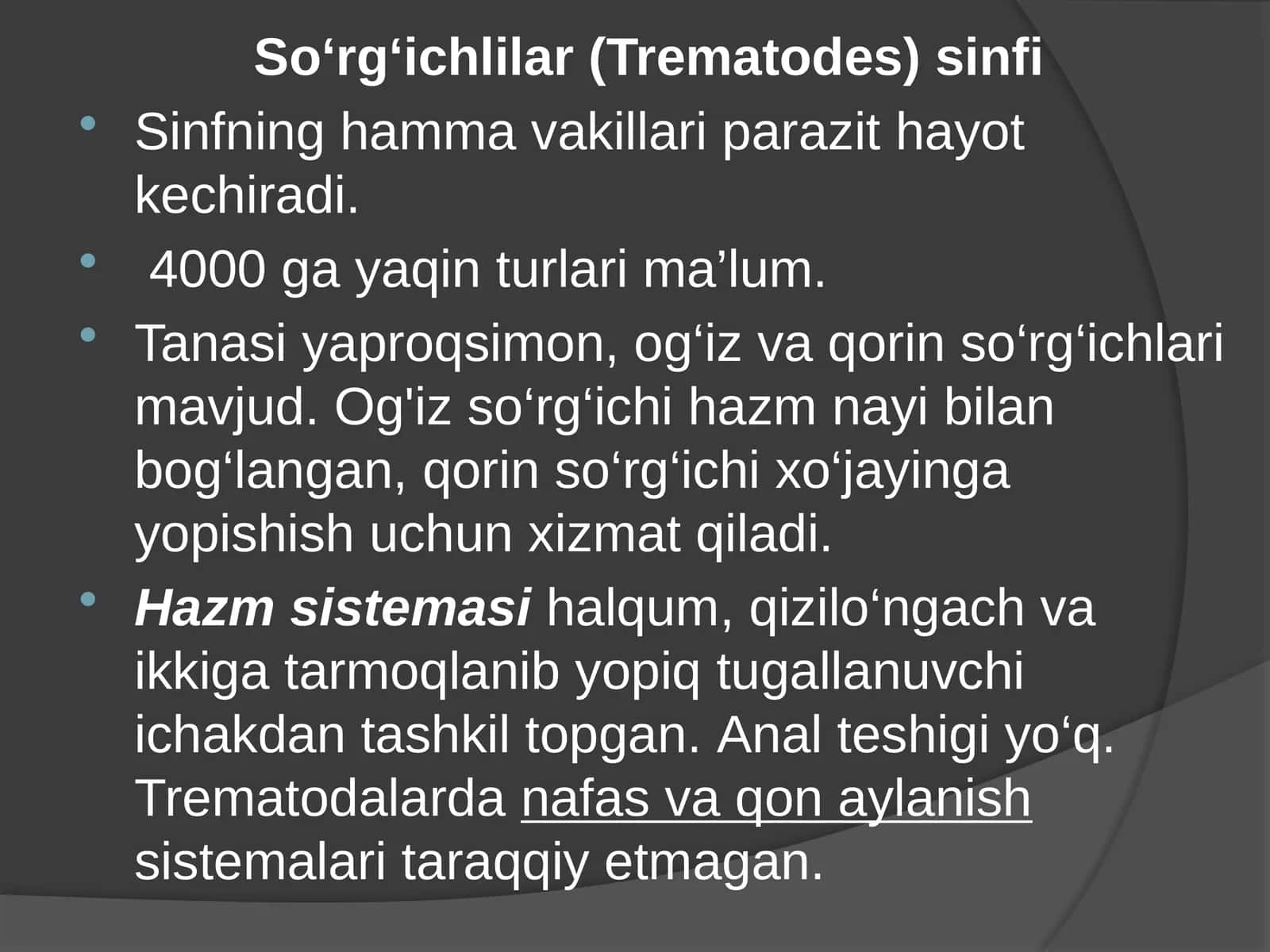 So‘rg‘ichlilar(Trematodes)sinfi 1