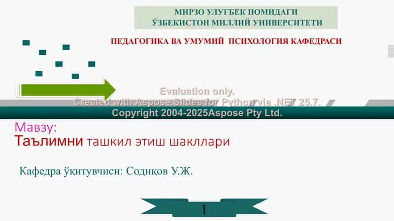 Ta'limni tashkil etish shakllari 1