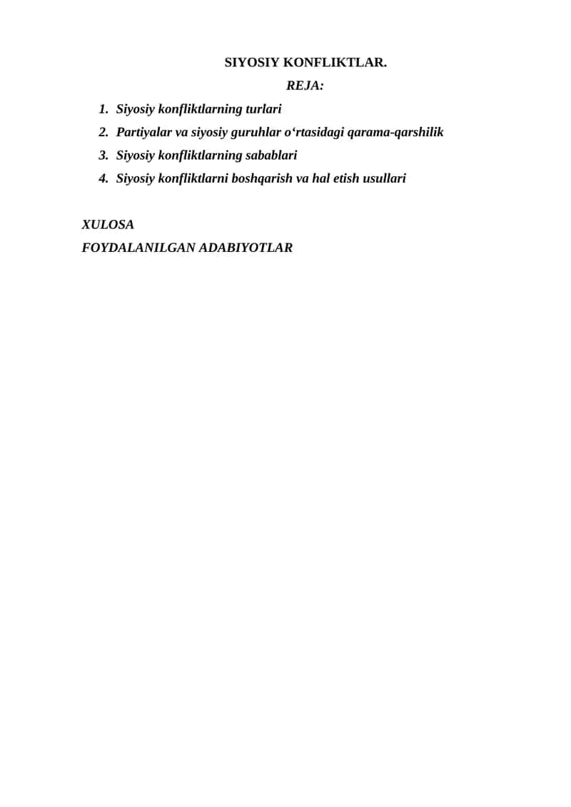 SIYOSIY KONFLIKTLAR. 1