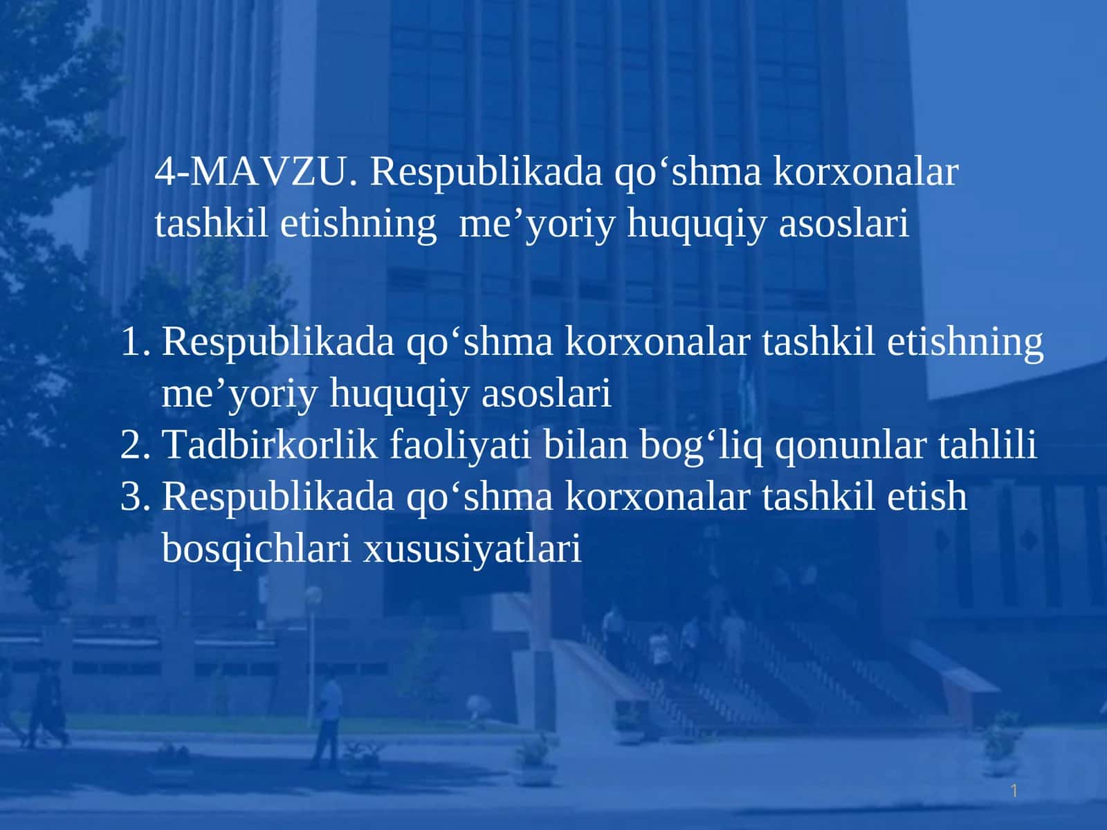 Respublikada qo‘shma korxonalar tashkil etishning me’yoriy huquqiy asoslari 1
