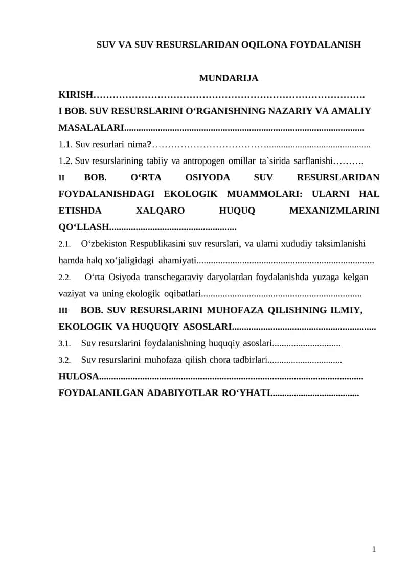 SUV VA SUV RESURSLARIDAN OQILONA FOYDALANISH 1