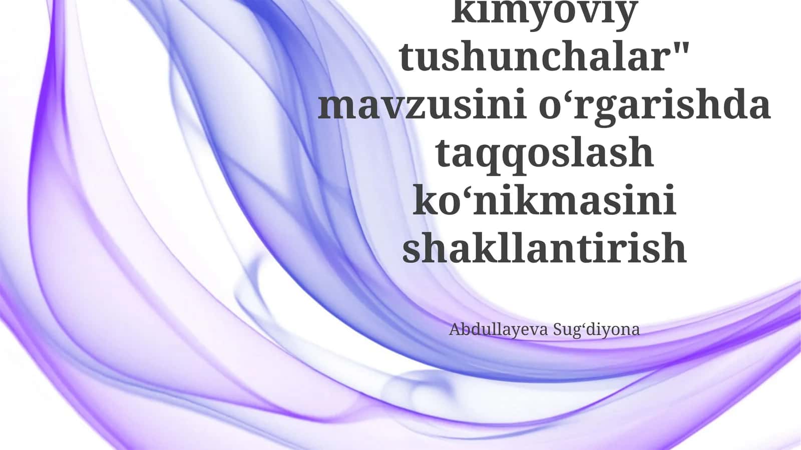 Boshlangʻich kimyoviy tushunchalar 1