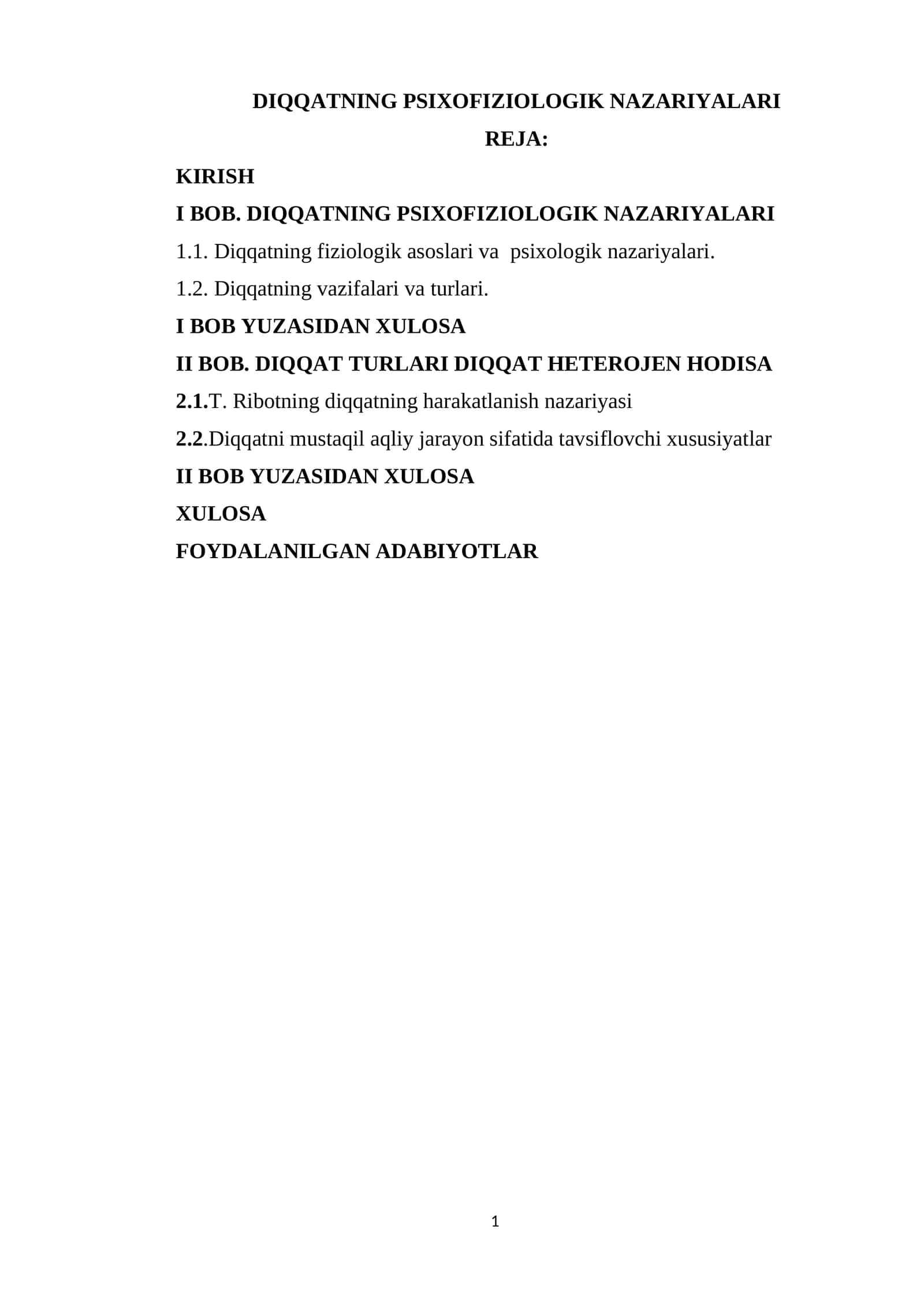 DIQQATNING PSIXOFIZIOLOGIK NAZARIYALARI 1