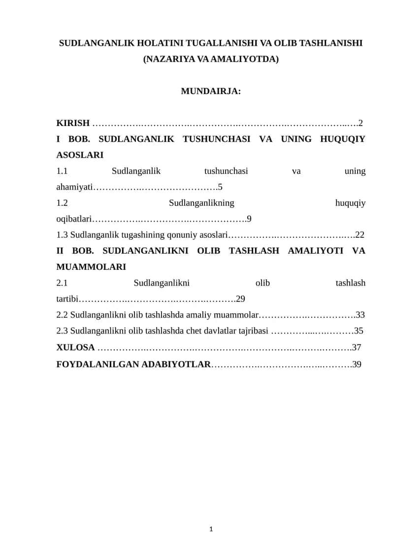 SUDLANGANLIK HOLATINI TUGALLANISHI VA OLIB TASHLANISHI (NAZARIYA VA AMALIYOTDA) O'ZBEKCHA BO'LISHI KERAK 1