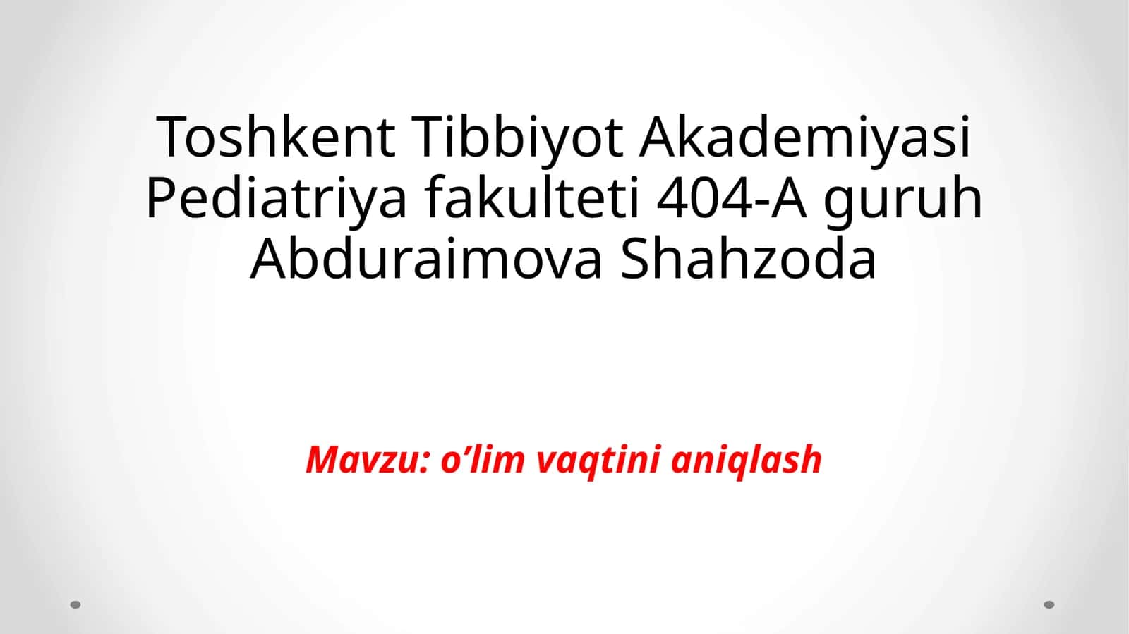 O’lim vaqti niqlash 1