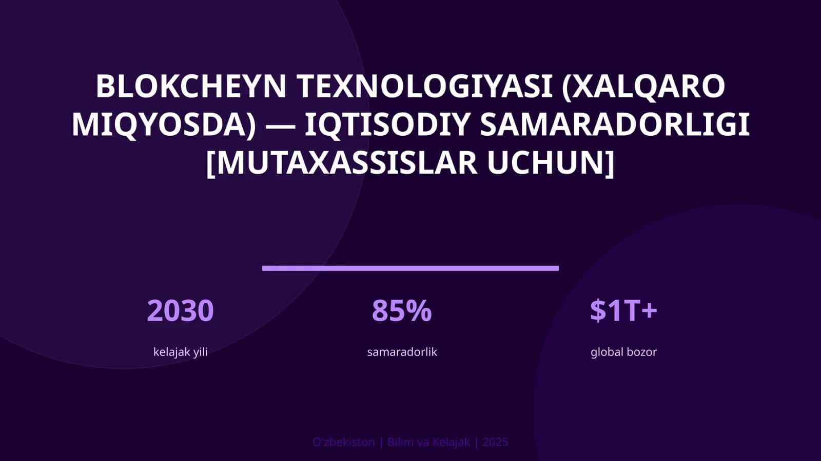 Blokcheyn texnologiyasi (xalqaro miqyosda) — iqtisodiy samaradorligi [mutaxassislar uchun] 1