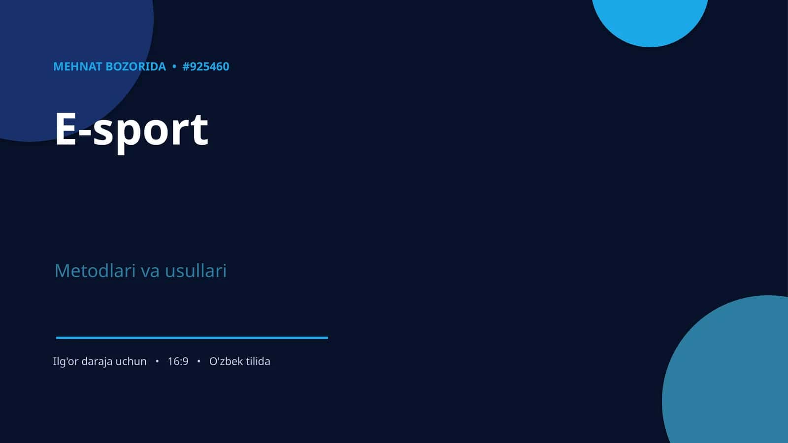 E-sport Metodlari va Usullari 1