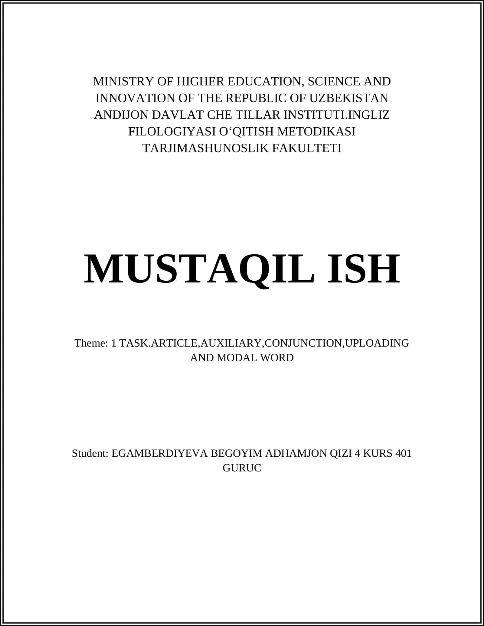 INGLIZ FILOLOGIYASI OʻQITISH METODIKASI TARJIMASHUNOSLIK FAKULTETI 1