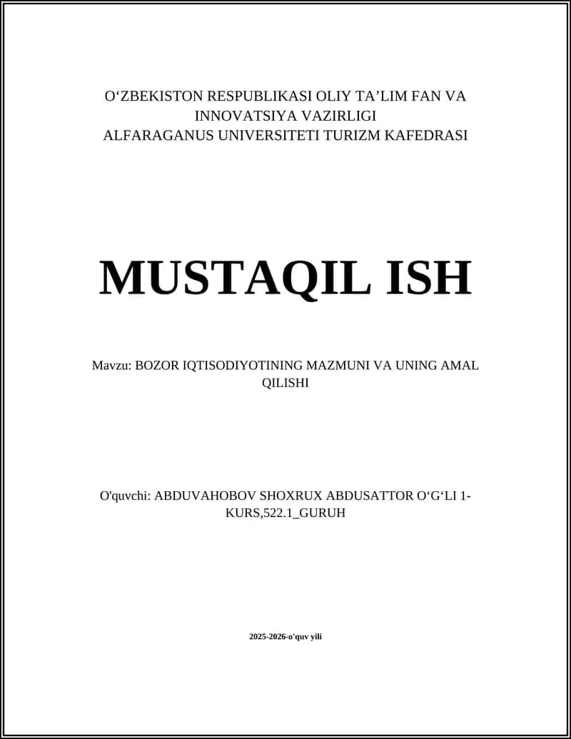 BOZOR IQTISODIYOTINING MAZMUNI VA UNING AMAL QILISHI 1