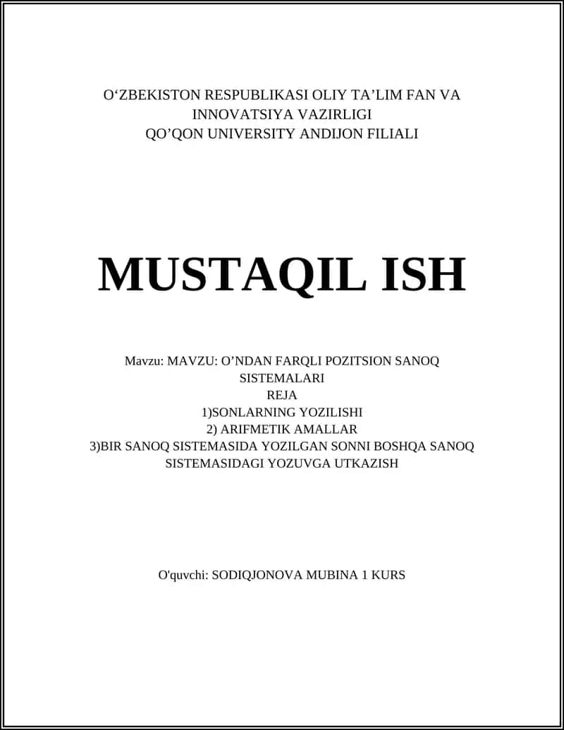 O'ndan farqli pozitsion sanoq sistemalari 1