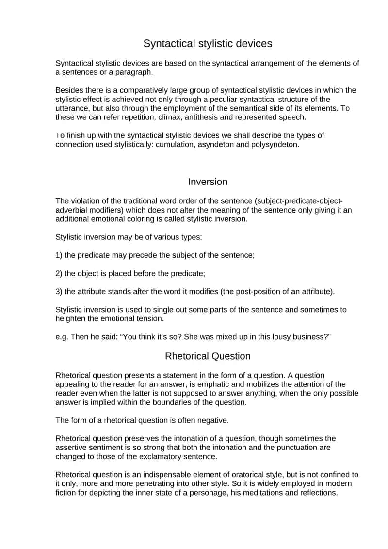 Syntactical stylistic devices 1