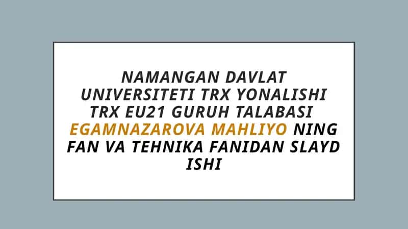 Islam Uygonish davrida Fan va Teknika 1