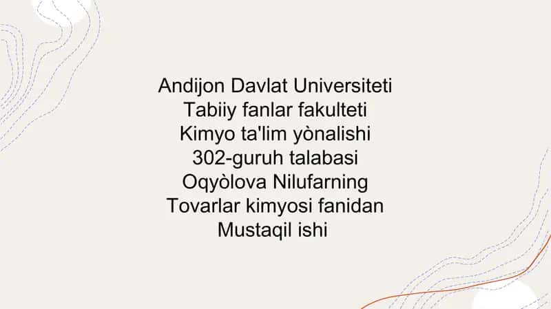 Maishiy kimyo tovarlari TIFTN asosida tasniflanadi 1
