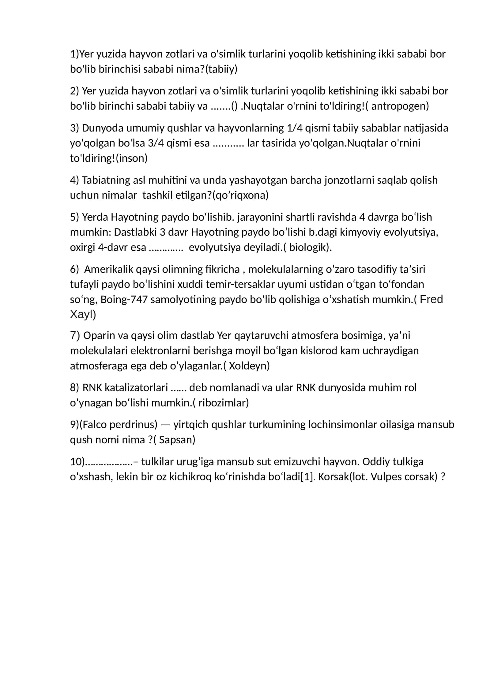Inson tabiatdagi o'rni 1